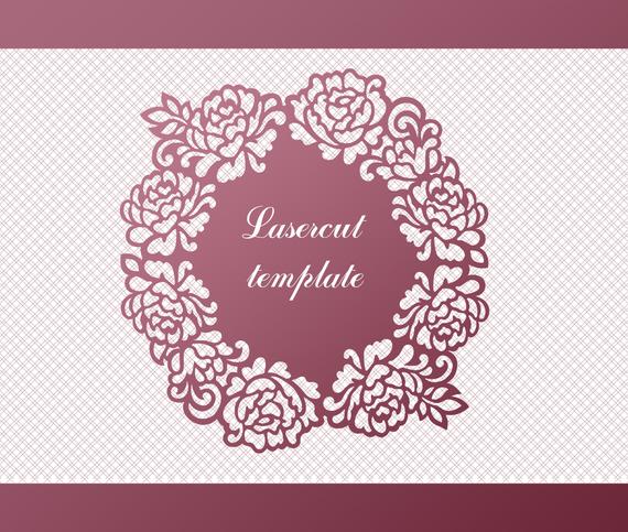 570x483 Floral Edge Doily Peonies Cricut Silhouette Template Etsy