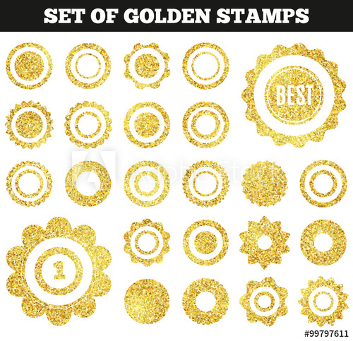 Set Of Golden Grunge St Round Shapes Vector Illustration 500x483 Set Of Golden Grunge St Round Shapes Vector Illustration