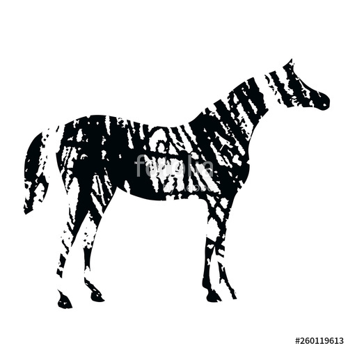 500x500 Horse Silhouette With Grunge Grain Black Hand Drawing Artistic