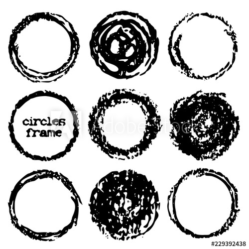 500x500 Round Painted Frame Border Set Of Circular Brush Strokes, Stamps