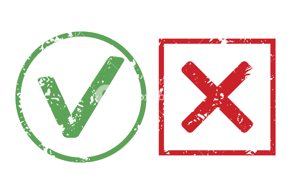 1000x667 Tick And Cross Rubber Stamp Texture Vector Stamper And Rubber