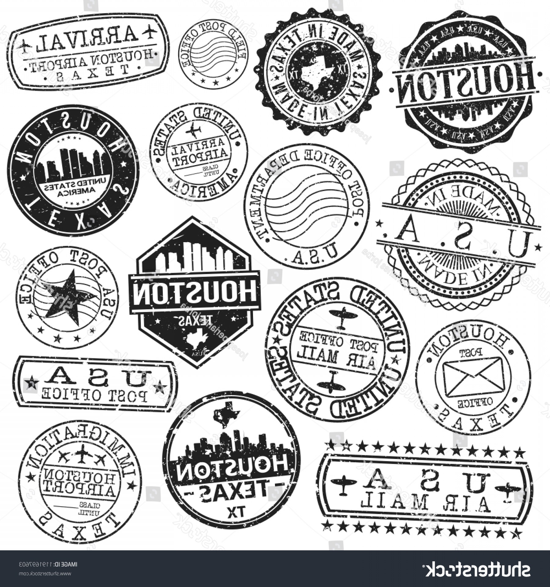 1800x1920 Houston Texas Stamp Vector Art Postal Handandbeak