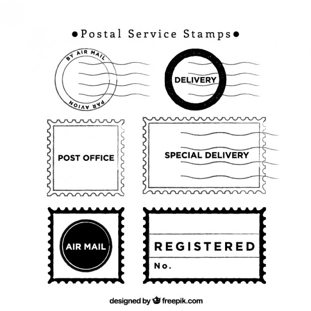 626x626 Pack Of Postal Service Stamps Vector Free Download