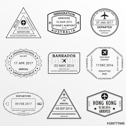500x500 Passport Stamp Set International Airport Visa And Custom Stamps
