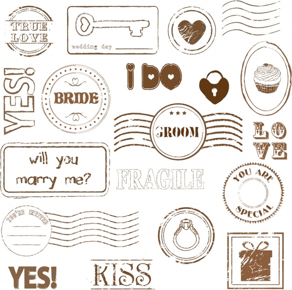 600x595 Romantic Love Stamp Vector Free Vector In Encapsulated Postscript