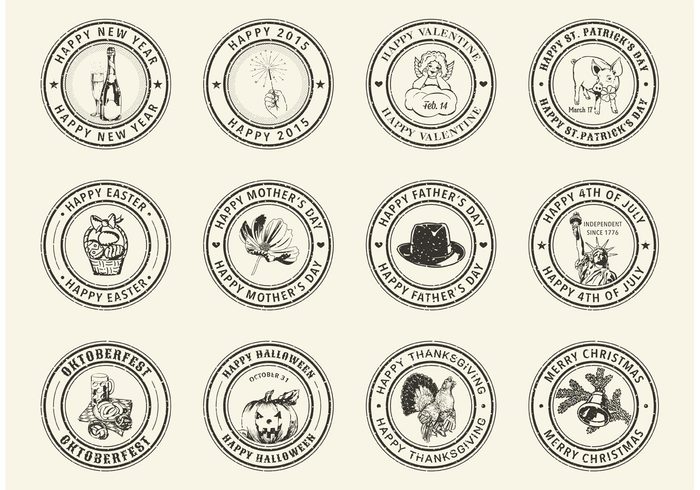700x490 Free Holiday Rubber Stamps Vector Free Vectors Ui Download