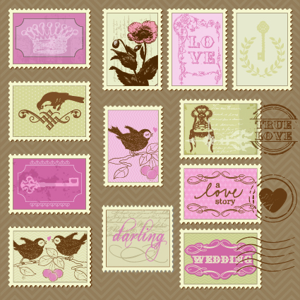 425x425 Postcard Love With Stamp Vector Free Download