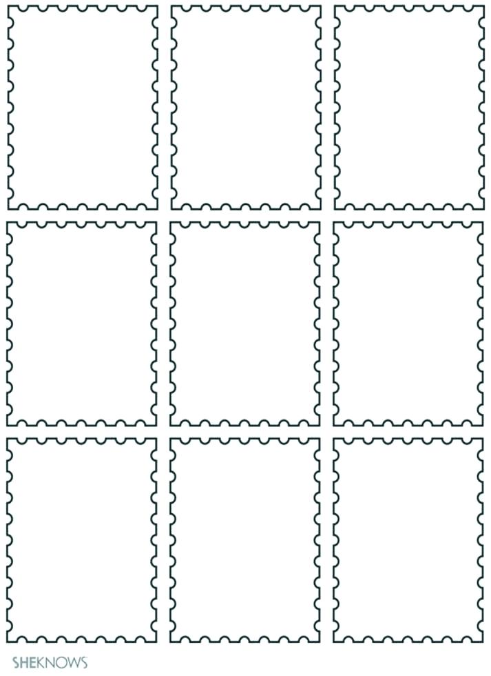 713x980 Colored Postage Stamp Template Set Of Blank Postal Stamps Vector