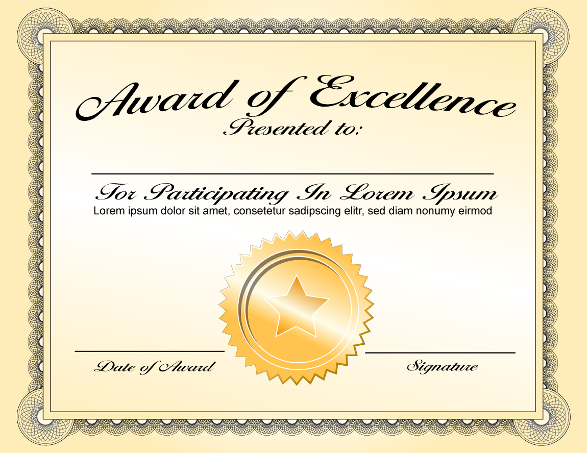 1150x888 Generic Award Certificate In Vector Format