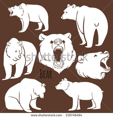 450x470 Standing Bear Silhouette Stock Vectors Vector Clip Art