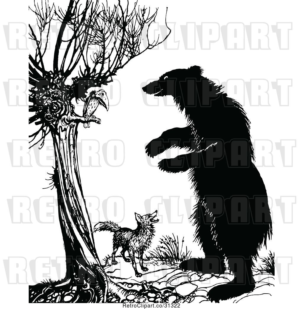 1024x1044 Vector Clip Art Of Fox Vulture And A Standing Bear