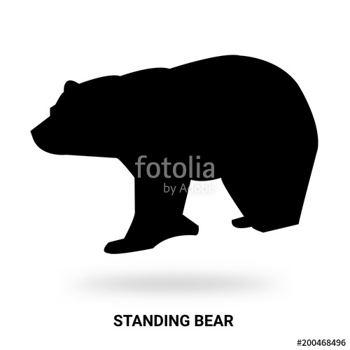 500x500 Standing Bear Silhouette Isolated On White Background Stock Image