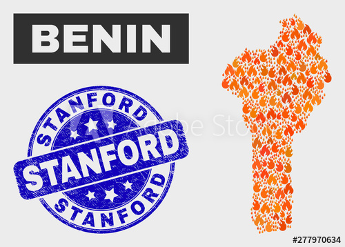 500x358 Vector Composition Of Wildfire Benin Map And Blue Round Scratched