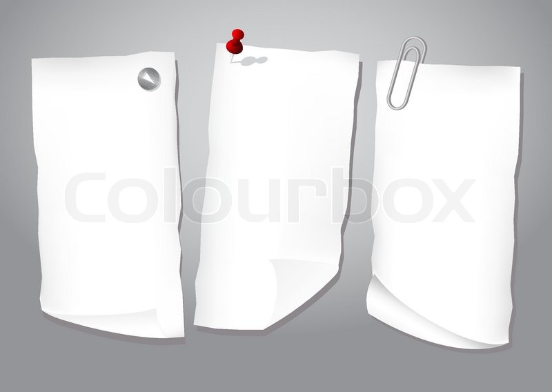 800x568 Sheets Of Paper With Tacks And Staple, Stock Vector Colourbox