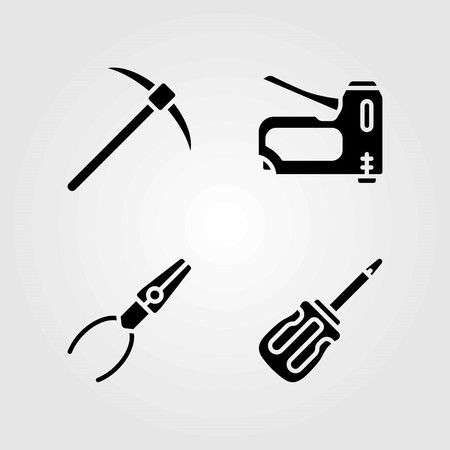 450x450 Tools Vector Icons Set Staple Gun, Pliers And Screwdriver