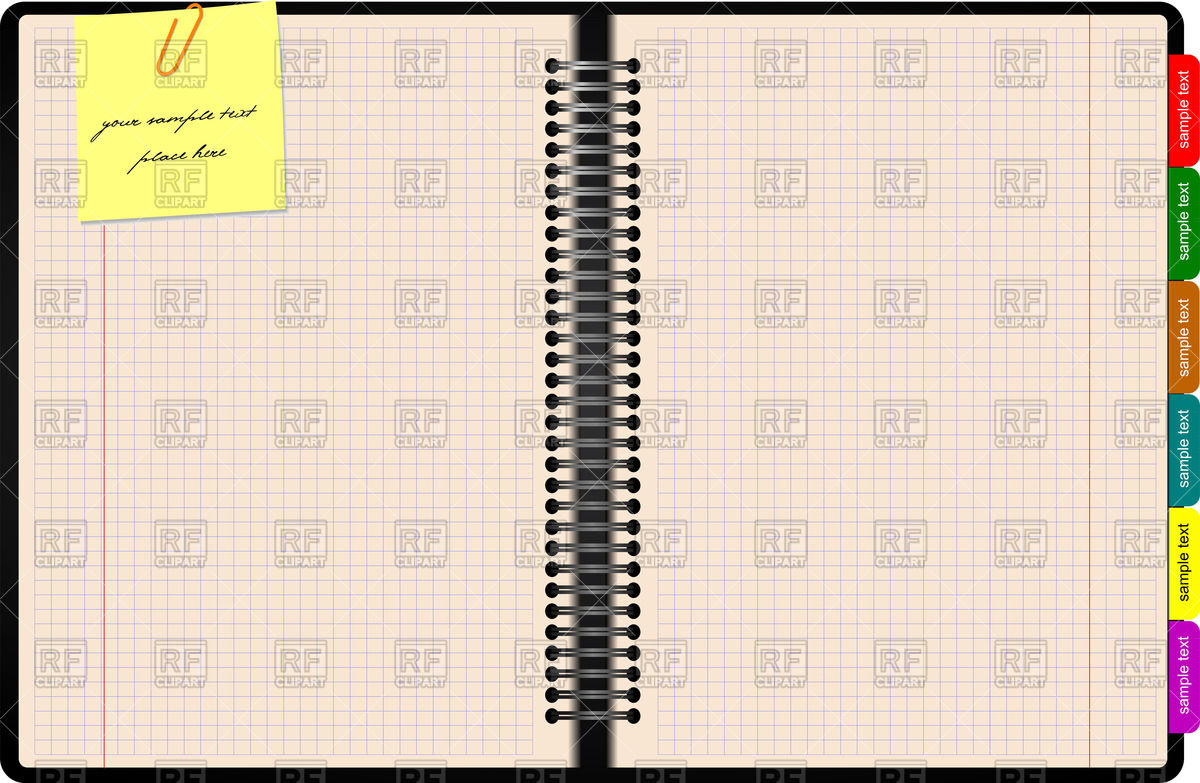 1200x783 Open Notepad With Pink Paper And Staple Vector Image Of Objects