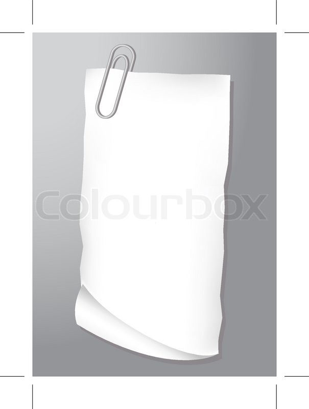 605x800 Paper Sheet With Staple, Vector Stock Vector Colourbox
