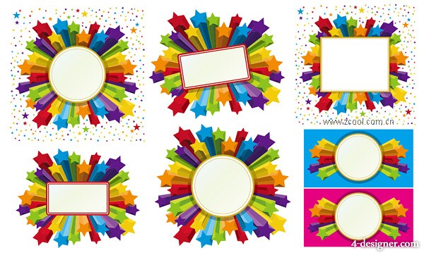 600x362 Designer Colorful Three Dimensional Star Border Vector Material