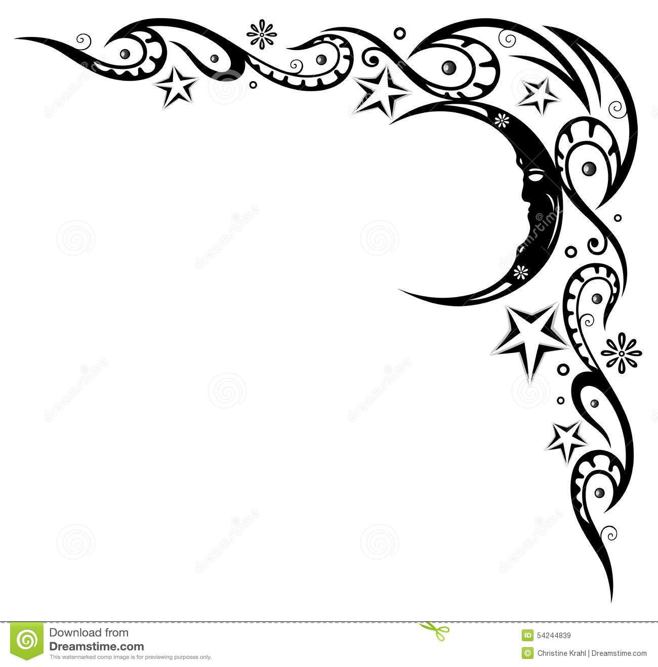 1300x1317 Moon, Stars, Border