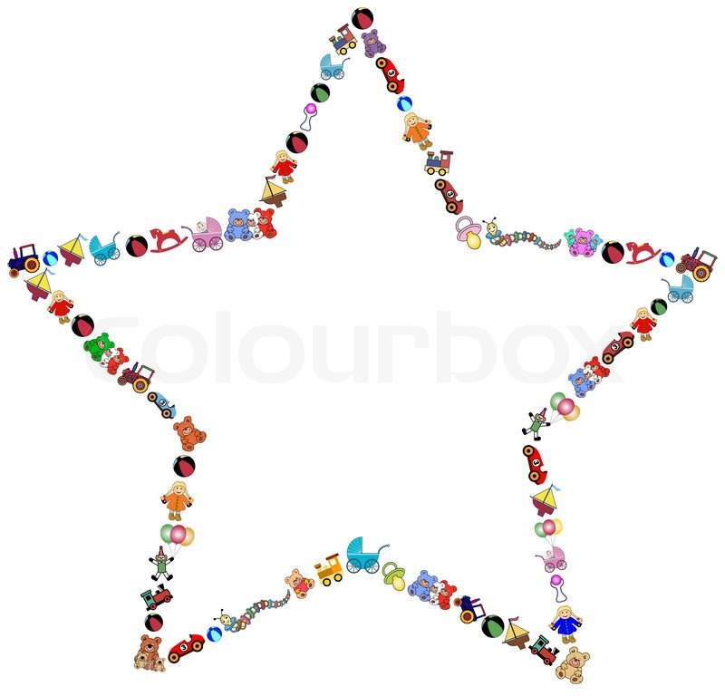 800x768 Star Border With Colorful Toys Stock Vector Colourbox