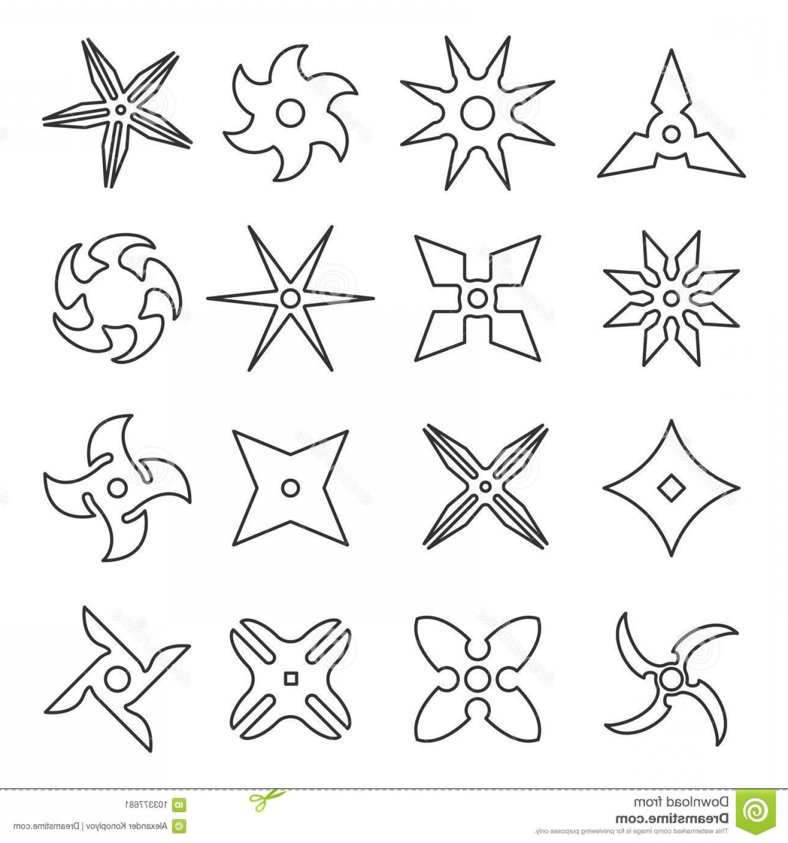 1560x1668 Shuriken Line Icon Set Japanese Weapon Variety Forms Throwing