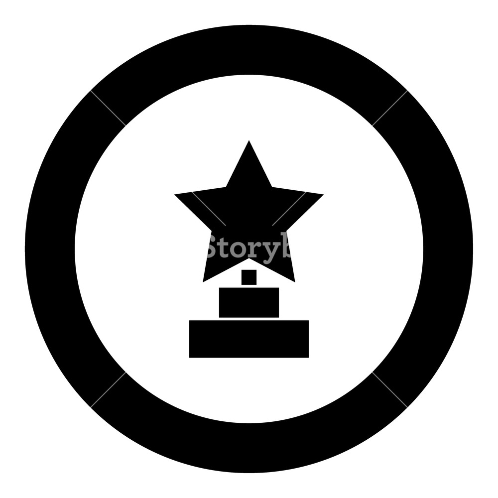1000x1000 Trophy Star Winner Award Black Icon In Circle Vector Illustration