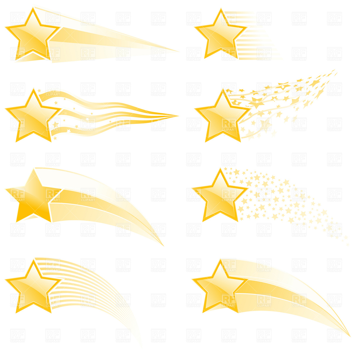 1200x1200 Flying Stars And Star Tracks In Different Style Vector Image