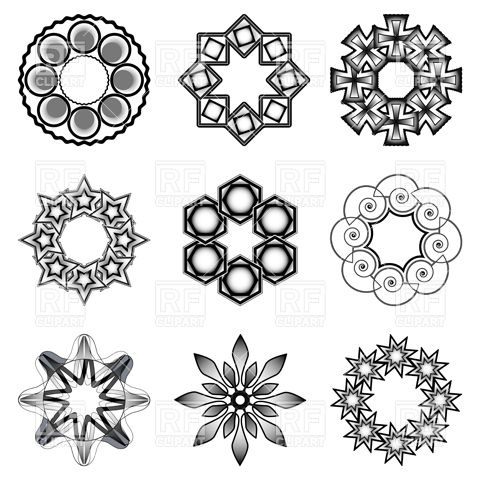 480x480 Design Elements Of Round And Star Shapes Vector Image