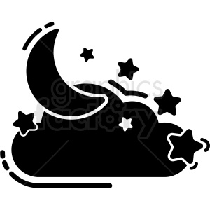 300x300 Black And White Moon And Stars Icon Vector Clipart Royalty Free