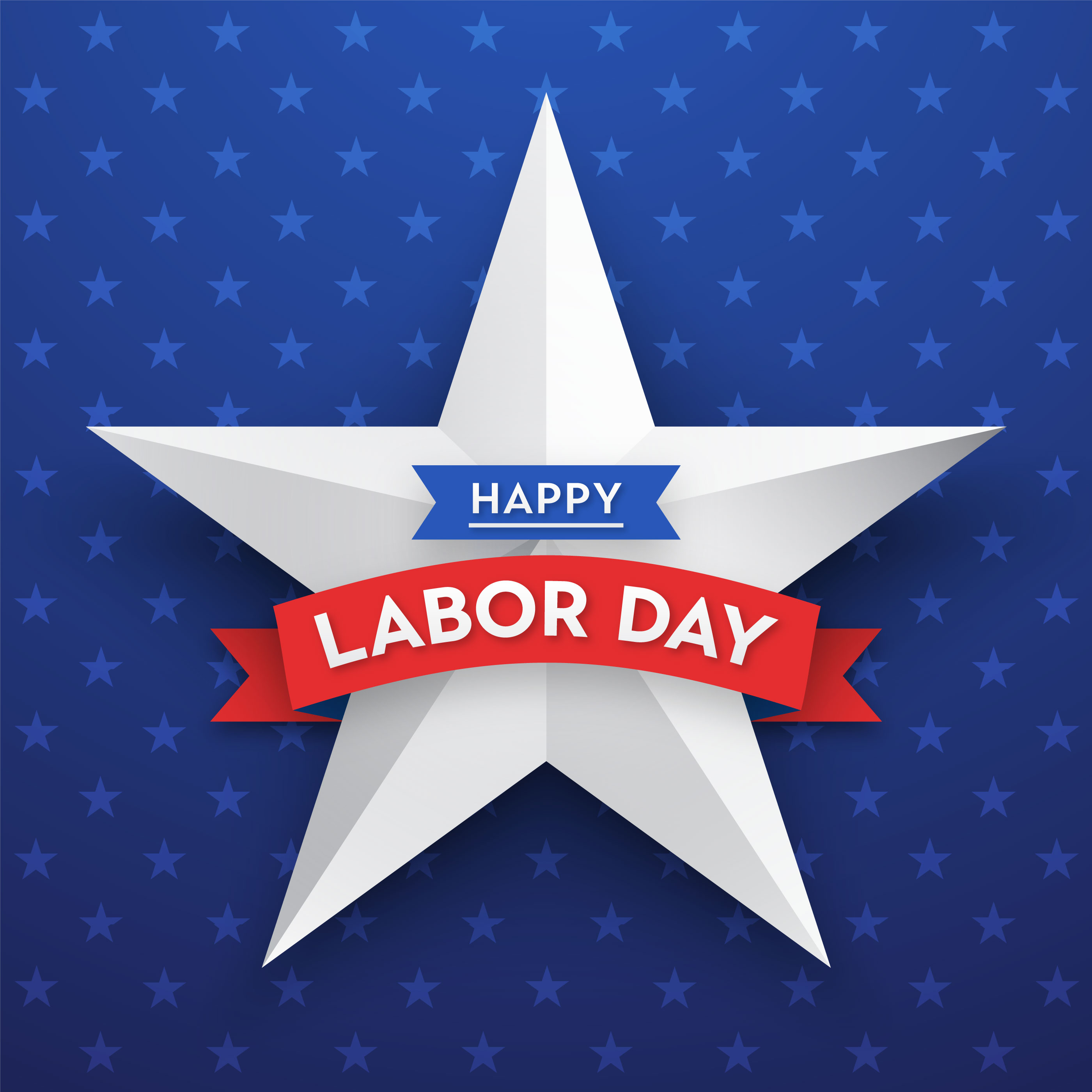 2800x2800 Happy Labor Day Star Vector Card Template