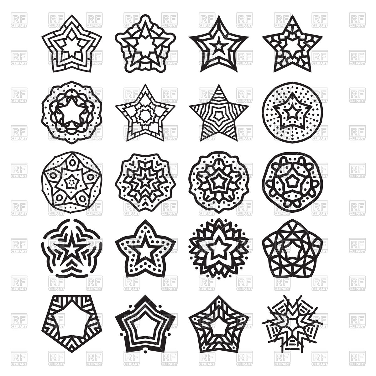 1200x1200 Creative Style Star Design Set Vector Image Of Design Elements