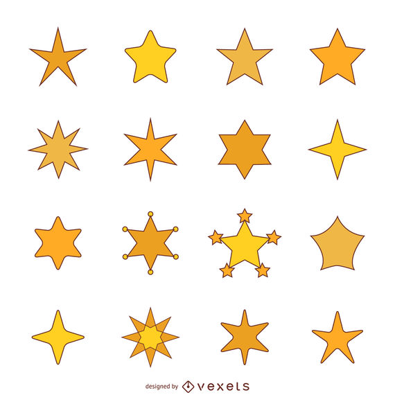 570x570 Flat Star Illustration With Stroke Set