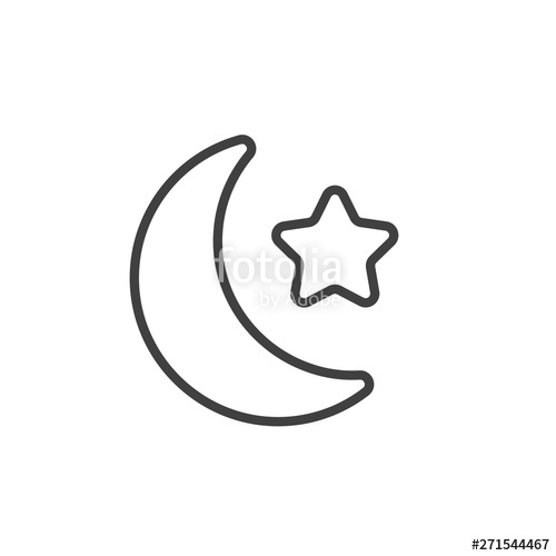 500x500 Moon And Star Line Icon Linear Style Sign For Mobile Concept