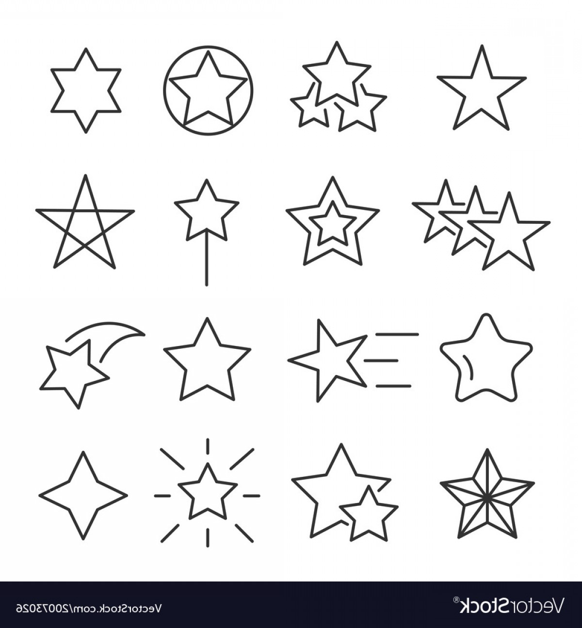 1200x1296 Stars Line Icon Set Vector Cqrecords