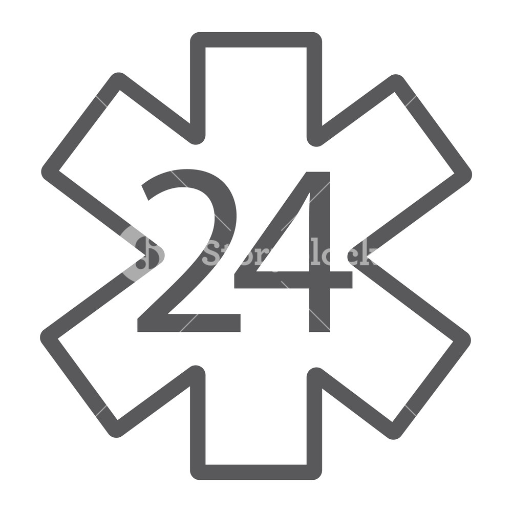 1000x1000 Life Star Line Icon, Medical And Emblem, Hours Sign, Vector