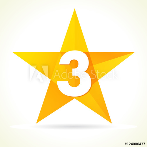 500x500 Number Three Star Logo Vector Sign Number Three Third Place