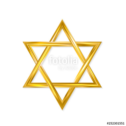 500x500 Jewish Star Of David Golden Six Pointed Star Isolated On White