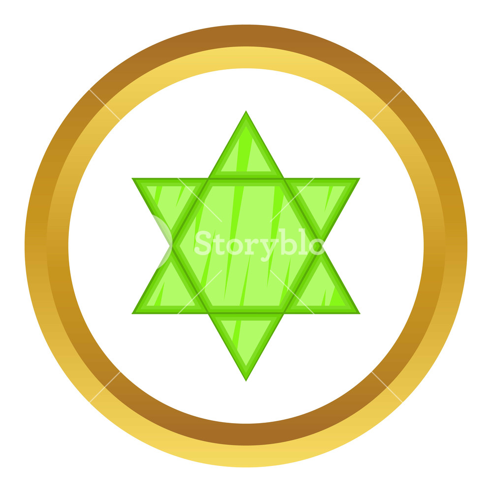 1000x1000 Star Of David Vector Icon In Golden Circle, Cartoon Style Isolated