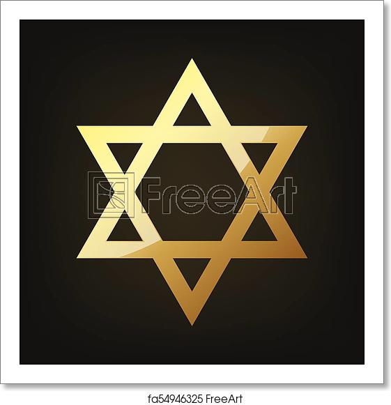 561x581 Free Art Print Of Golden Star Of David Vector Illustration
