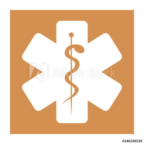 500x500 Color Square Frame With Health Symbol Star Of Life Vector