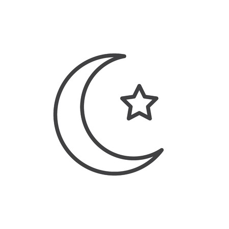 450x450 Muslim Crescent And Star Line Icon Linear Style Sign For Mobile