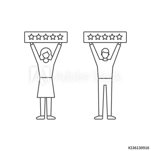 Man And Woman Giving Five Star Rating Vector Illustration 500x500 Man And Woman Giving Five Star Rating Vector Illustration