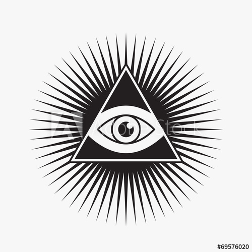 500x500 All Seeing Eye Symbol, Star Shape, Vector Illustration