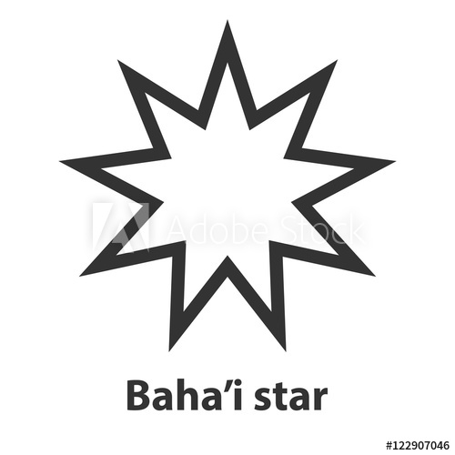 500x500 Icon Of Bahai Nine Pointed Star Symbol Bahaism Religion Sign