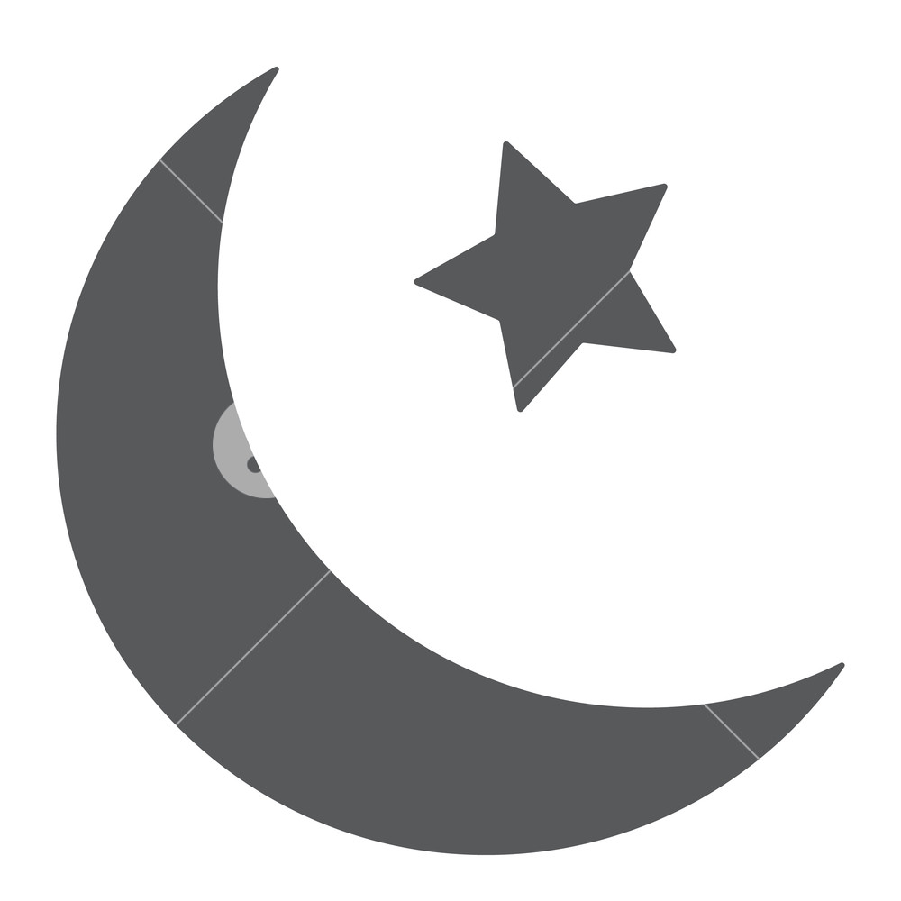1000x1000 Islamic Crescent Glyph Icon, Arabic And Islam, Moon And Star Sign