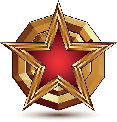 406x423 Stylish Vector Template With Pentagonal Red Star Symbol Premium