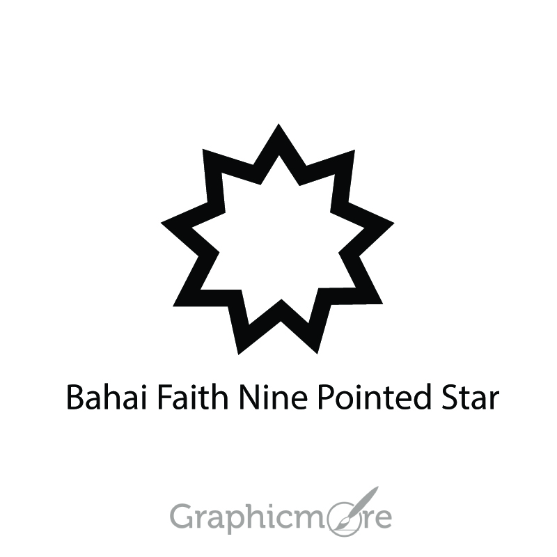 800x800 Bahai Faith Nine Pointed Star Symbol Design Free Vector Download