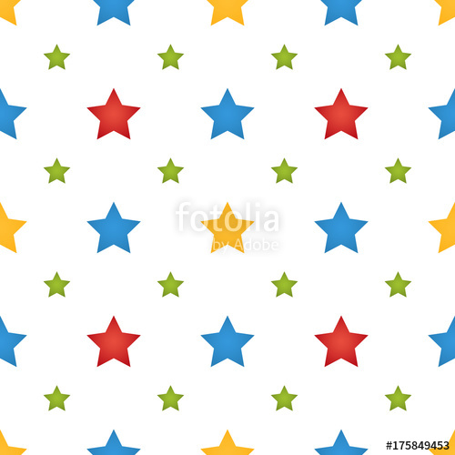 500x500 Seamless Star Pattern In Blue, Red, Yellow And Green Colors
