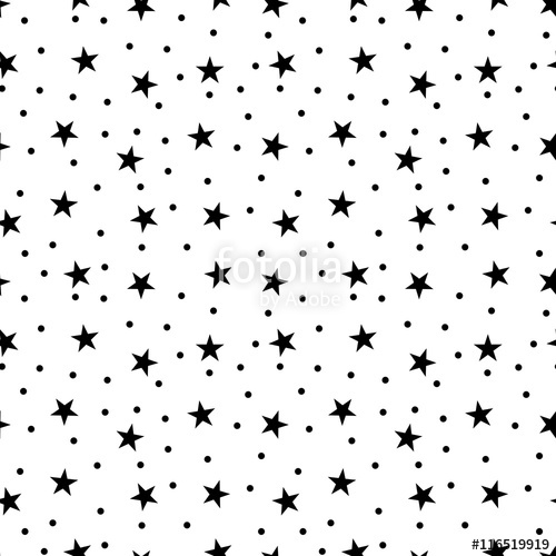 500x500 Star And Polka Dots Seamless Pattern Black And White Retro Print