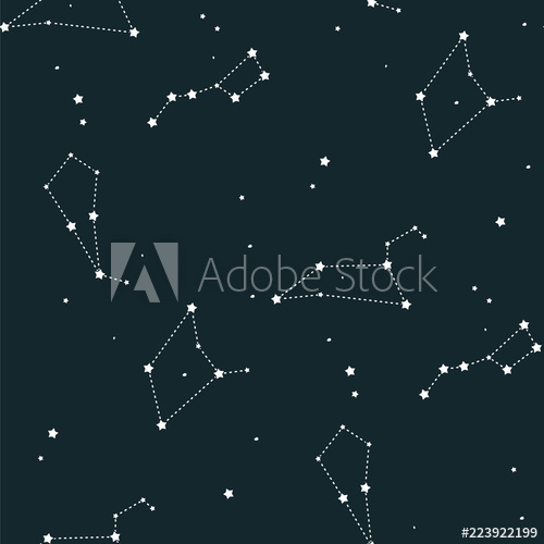 500x500 Constellation Vector Seamless Pattern Of Abstract Galaxy Cartoon